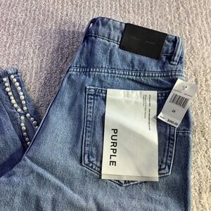 Purple Brand Womens High Rise Wide Leg Jeans Side Cut Out Pearly Size 28 NWT